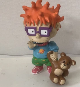 RARE 1997 Chuckie Finster & Bear 3.5" PVC Figure Rugrats Blockbuster Scuffed - Picture 1 of 5