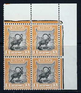 Sudan 1951 1m. Steinbock schwarz & orange ECK VIERERBLOCK SG 123 POSTFRISCH - Bild 1 von 2