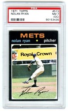 NOLAN RYAN~NEW YORK METS~1971 TOPPS PSA-7 NR-MT (OC) 4TH YEAR BASEBALL CARD #513