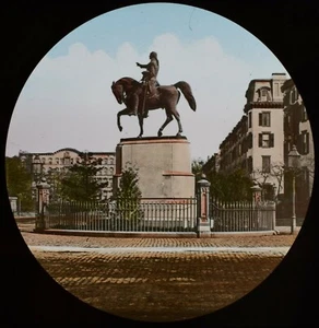 Diapositiva de linterna mágica EL MONUMENTO A WASHINGTON UNION SQUARE NUEVA YORK C1890 FOTO NY - Imagen 1 de 2