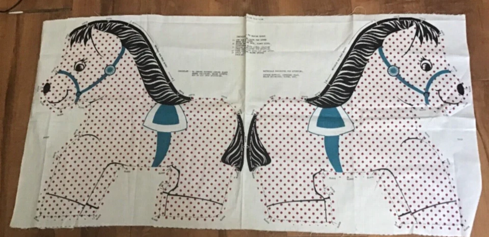 Vintage Polka Dot Pony Fabric Panel Toy Pillow - Image 1 of 1