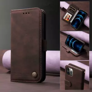 Funda tipo billetera de cuero abatible para teléfono iPhone 14 13 Pro Max 11 XS XR 7 8 Plus - Imagen 1 de 17
