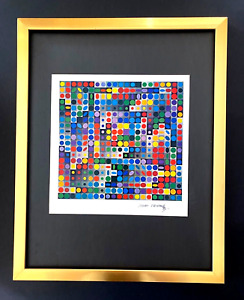 VICTOR VASARELY + SIGNED GEOMETRIC ABSTRACT PRINT FROM 1970 + WITH NEW FRAME