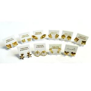 Ohrstecker 100 Paare viele Motive Strass Kunststoffsteine Goldfassung Accessoire - Picture 1 of 2
