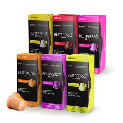Café Bestpresso para máquina Nespresso 120 cápsulas Espresso - 6 sabores variados Foto 1 de 4