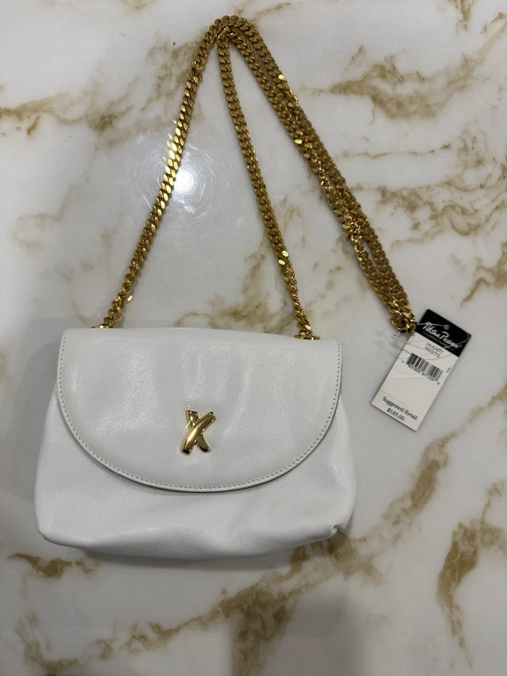 PALOMA PICASSO BOLSA DE OMBRO VINTAGE COURO CREME TIRACOLO CORRENTE DOURADA EXCELENTE ESTADO USADO - Imagem 1 de 4