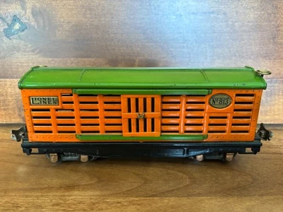 Lionel Pre-War 813 Cattle Car Orange/Green O gauge Original Very Good C6 - Image 1 of 4