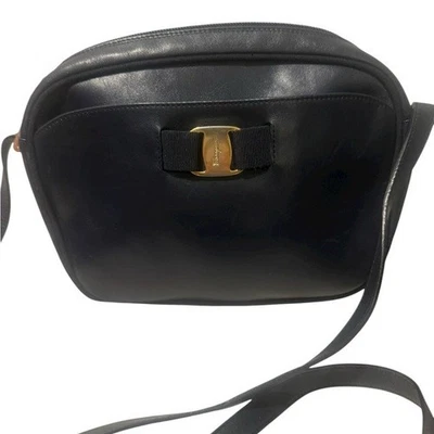 Salvatore Ferragamo Vintage Vara Navy Crossbody Bag with Gold Hardware - Image 1 of 4