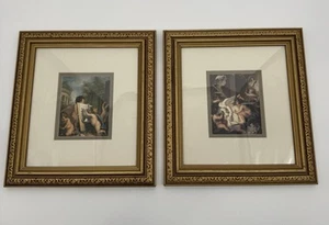 Vintage Cherub Engel Drucke 2er Set Gold gerahmt Kunst von Angelica Kauffman - Bild 1 von 10