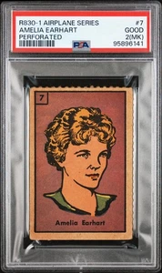 1950-60 R830-1 AIRPLANE SERIES PERFORATED CARD#7 AMELIA EARHART PSA 2 (MK) GOOD - Picture 1 of 2