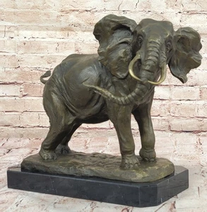 African Elephant Bronze Sculpture – Lifelike Safari Artwork on Marble Base - Picture 1 of 10