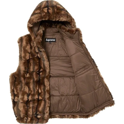 Supreme Faux Fur Hooded Vest - Brown, Size Medium *IN HAND ✅ READY 2 SHIP* - Image 1 of 4