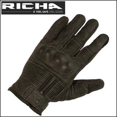 Richa Shadow Leather Vented Retro Motorcycle Motorbike Gloves - Brown - Image 1 of 2