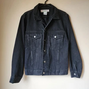 Vtg Todays News Denim Jean Jacket Mens Size Small Black Button Up Ghost Dance - Picture 1 of 13