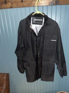 Motorcycle Rain Gear JACKET PVC coated Nylon REFLECTIVE by FirstGear BLACK - Picture 1 of 10