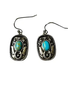 Montana Silberschmiede Cowgirl Türkis Stern Stiefel Rechteck Ohrhänger  - Bild 1 von 7