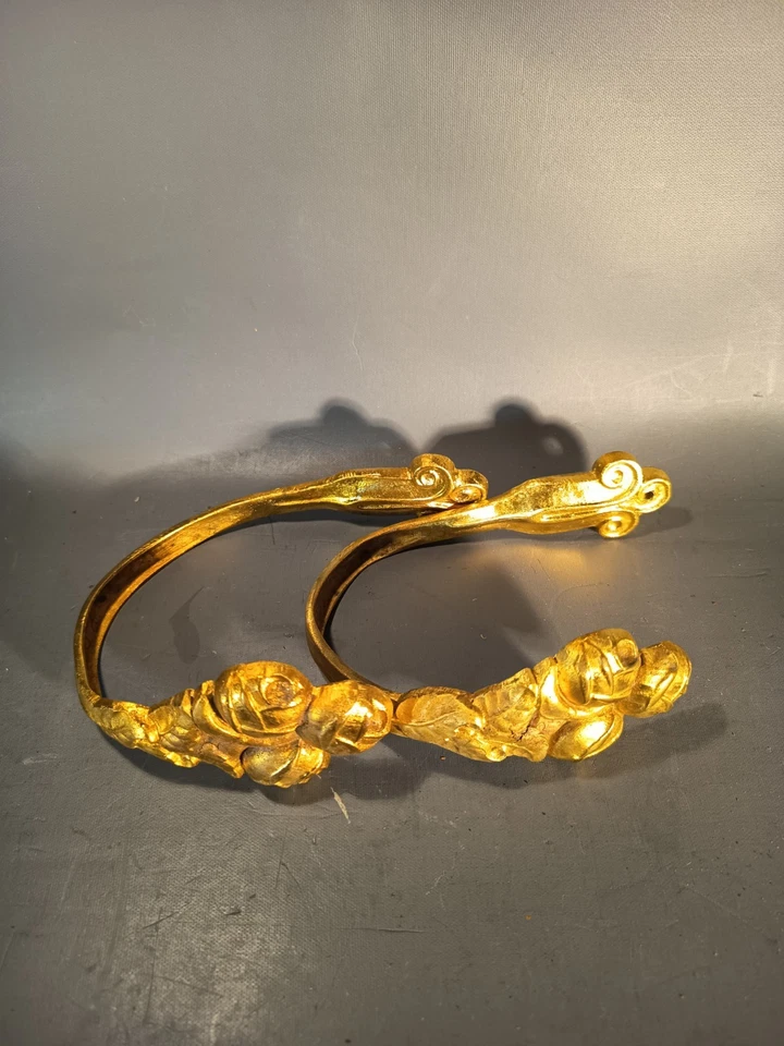 ANCIENNE PAIRE D'EMBRASSES à RIDEAUX en BRONZE XIXe  style LOUIS XVI - Photo 1/2