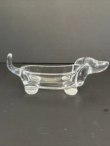 Bowl Vannes Le Chatel Art Lead Crystal France Dachshund Weiner Candy Dish 10” - Picture 1 of 5