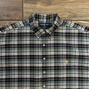 Ralph Lauren Hemd Herren 2XL blau grün kariert Tartan Polo Pony Big Shirt - Bild 1 von 11