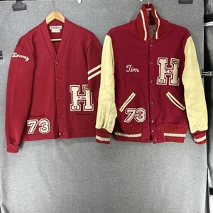 Vtg 1973 Varsity Football Jacket L & Wool Sweater M Tim Timmy Letter H TW Wilson - Picture 1 of 23