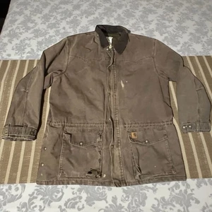 Giacca vintage Carhartt C52 CHT tela d'anatra coperta foderata lavoro ranch 2XL, indossata - Foto 1 di 24