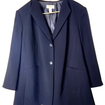 Chaqueta Blazer Talbots Para Mujer Negra 2 Botones Frontales Muesca Solapa Talla 16W Pequeña Foto 1 de 4