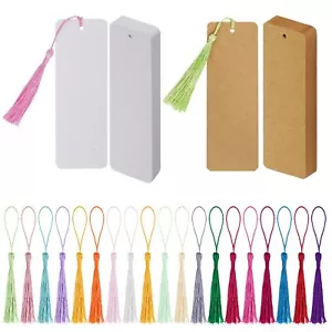 60 Pack Kraft Paper Blank Bookmarks with 60 Pcs Colorful Tassels for DIY Crafts - Bild 1 von 7