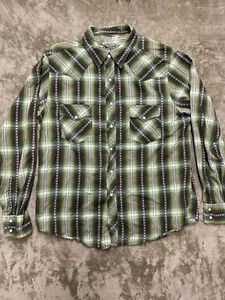Arizona Western Pearl Snap Long Sleeve Shirt Southwestern Men's XLT Cowboy - Picture 1 of 12