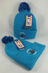 One NBA Charlotte Hornets Knit Beanie Mütze Cap Cuffed Teal Blue mit Pom OSFM Neu - Bild 1 von 5