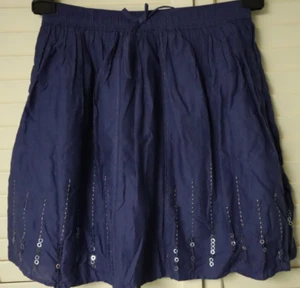 Zara Kids Girls Blue pull on skirt Sz Large with silver stitching & sequins - Picture 1 of 7