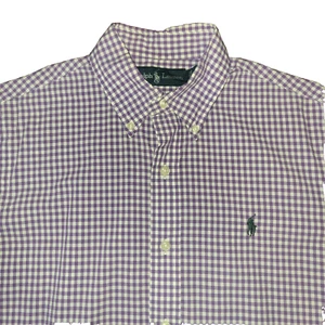 Ralph Lauren Hemd Herren Small Lila Weiß Gingham Langarm Knopfleiste - Bild 1 von 24