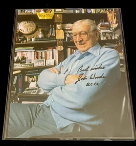 JOHN WOODEN AUTO AUTOGRAPHED SIGNED UCLA BRUINS 8X10 PHOTO Inscribed “UCLA” - Picture 1 of 2