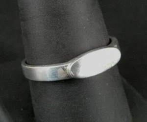 Ring Silver Signet Style Oval Band Sterling 925 Size 9.25 Band Ring 9 1/4  - Picture 1 of 4