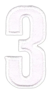 be49★Número 3 Tres Número Blanco Parche Aplicación Plancha Parche 2,5 x 5,0 cm - Imagen 1 de 2