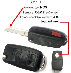 keyless entry transmitter fits Beetle FOB new uncut key HLO 1J0 959 7 53 DC PHOB - Imagen 1 de 5