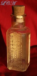 Antique ZEMMER PILL bottle EMBOSSED w/ FULL LABEL PittsburgH with H & no H - Picture 1 of 3