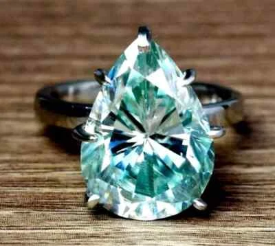 RARO Anillo Solitario de Diamantes Azules Tratados Certificado 3.70 Ct En Plata 925 Foto 1 de 4