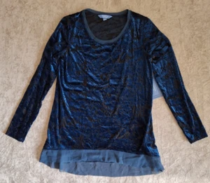 Simply Vera Wang Misses Lg Teal/Black Burnout Long Sleeve Velvet Top/Tunic NWT - Picture 1 of 14