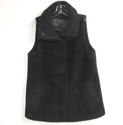 Eileen Fisher Womens Small Vest Wool Suri Alpaca Blend Snap Front Black - Image 1 of 4