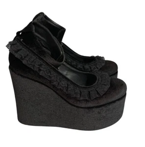 Widow Dolls Kill Velvet Cross Chain Charm Never Be Silenced Platform Wedges 11 - Picture 1 of 4