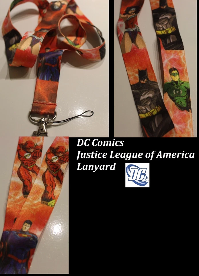 DC Comics LIGA DE LA JUSTICIA de América Cordón Correa para el cuello Llavero Soporte para insignia de identificación  Foto 1 de 2