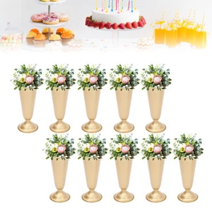 Jarrones decorativos trompeta 25 cm/9,8" de alto 10* arreglos florales artificiales metal - Imagen 1 de 11