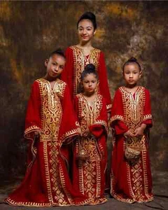 Kaftan Ramzan Eid Sale Stylish Kids Long Gown Dress Moroccan Georgette Wedding - Picture 1 of 8