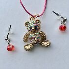 Bear Love Pendant Necklace For Child Crystal Jewelry Gifts 14 Inch Rope