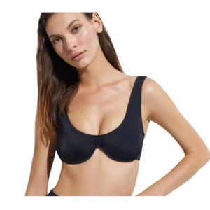 Costume da bagno Oye Anna ferretto scollo basso scoop bikini top nero taglia small - Foto 1 di 9