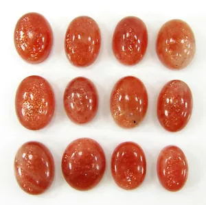 94.00 Ct Natural Sunstone Loose Gemstone 14-16 mm Cabochon 12 Pcs Lot - 64499 - Picture 1 of 5