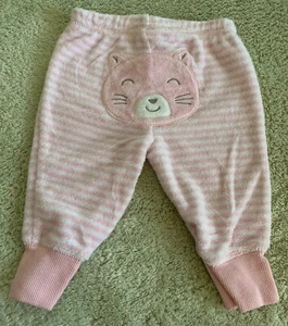 Carters Girls Pink White Striped Cat Terry Cloth Pants 3 Months - Bild 1 von 7