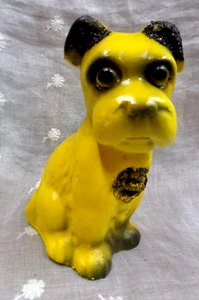 Vtg Novelty Carnival Style Chalkware Dog Figurine ~ YELLOW DOG ~ 6" H - Picture 1 of 7