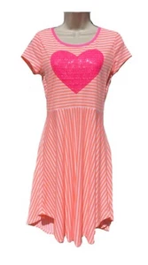 SO Girls Pink Hert Stripes Circle Hem Dress w/Sequin Heart Size XL (16) - Picture 1 of 8