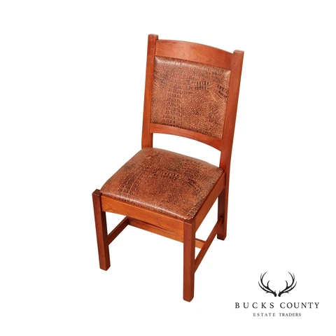 Stickley Mission Collection Cherry Embossed Leather Side Chair Cover